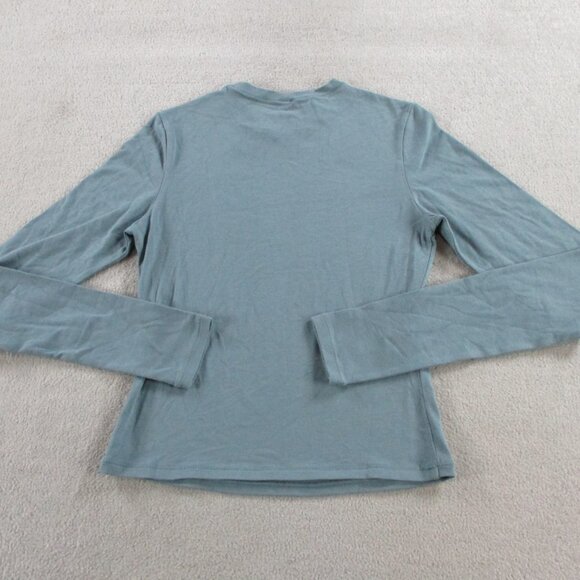 SKIMS Cotton Jersey Long Sleeve T Shirt Womens Small Kyanite Crewneck Stretch - Picture 4 of 10